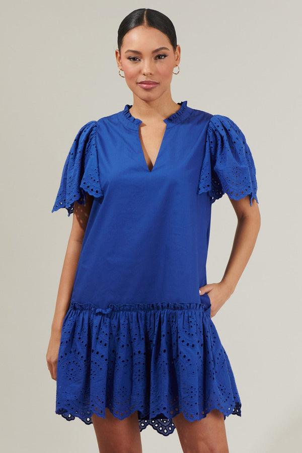 Sugarlips Moss Eyelet Mini Dress