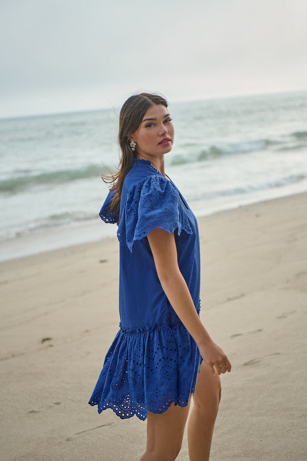 sugarlips Moss Eyelet Mini Dress