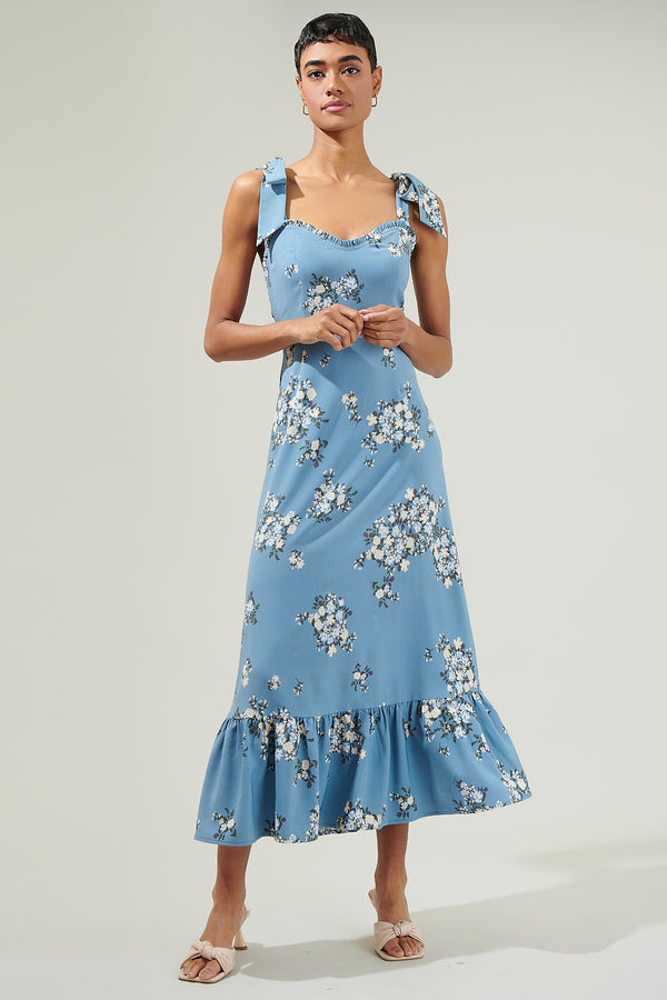 Sugarlips Moxie Floral Baker Tie Strap Midi Dress