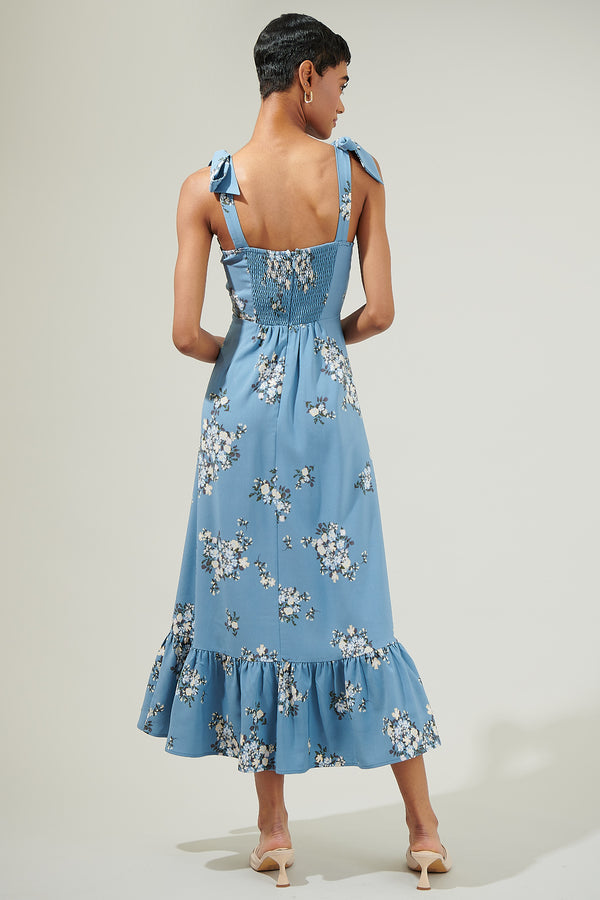 Sugarlips Moxie Floral Baker Tie Strap Midi Dress