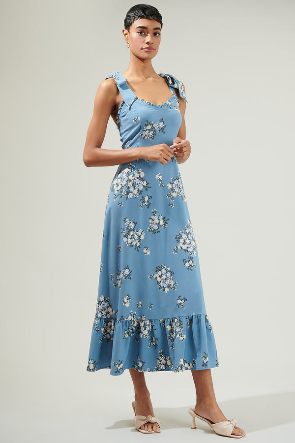Sugarlips Moxie Floral Baker Tie Strap Midi Dress