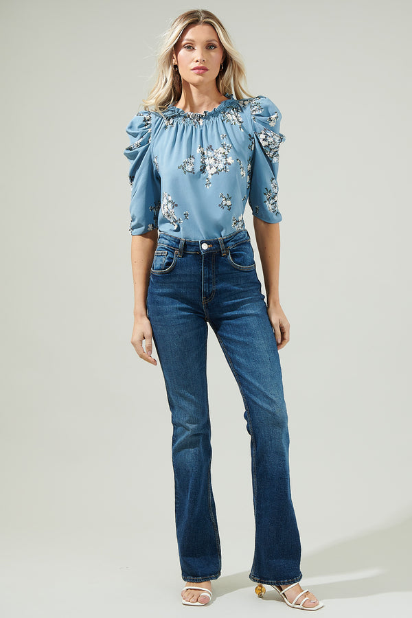 Sugarlips Moxie Floral Drape Sleeve Top