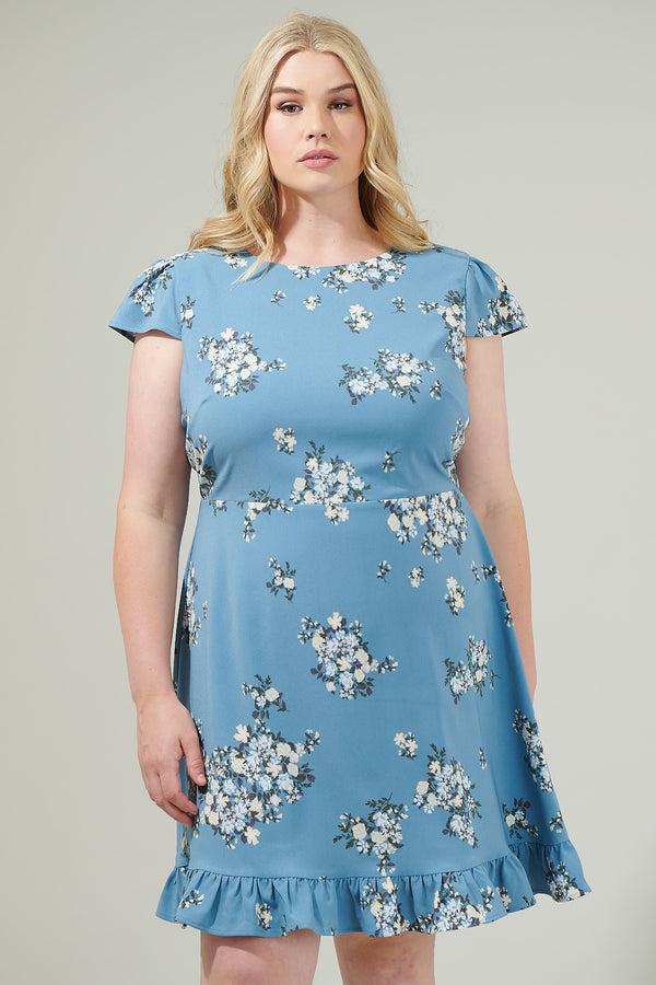 Sugarlips Moxie Floral Ruffle Mini Dress Curve