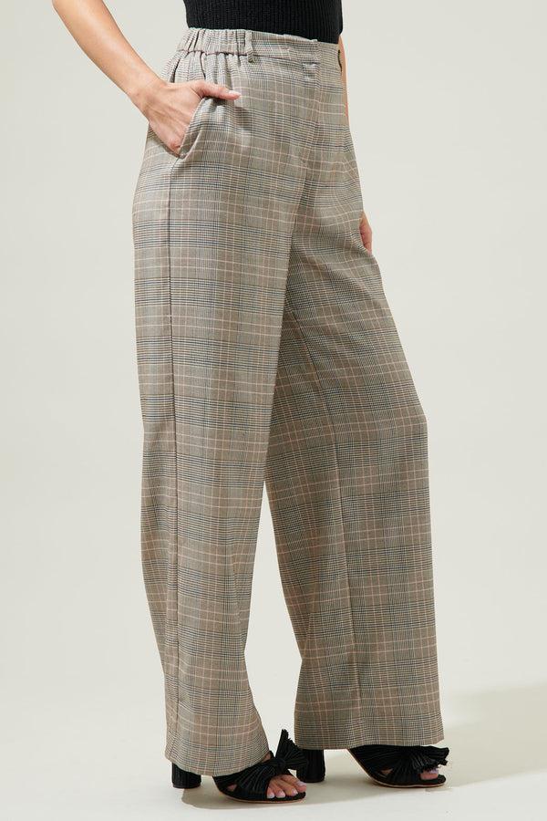 Sugarlips Mulvane Plaid Wide Leg Pants