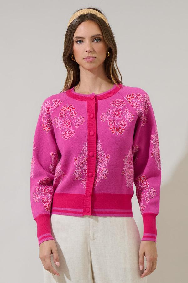 Sugarlips Muncie Floral Button Up Cardigan