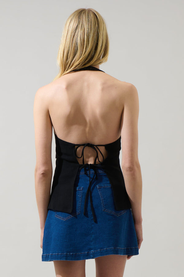 Sugarlips Myla Knit Halter Asymmetrical Top