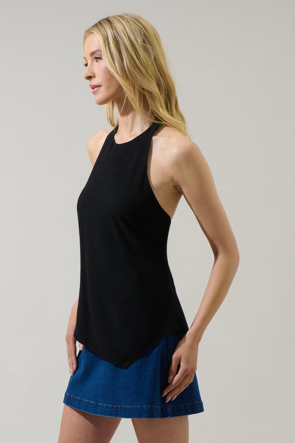 Sugarlips Myla Knit Halter Asymmetrical Top