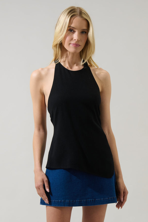 sugarlips Myla Knit Halter Asymmetrical Top
