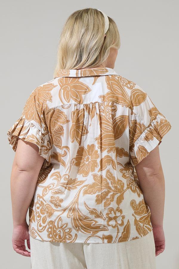 Sugarlips Nadya Floral Ina Button Up Top Curve