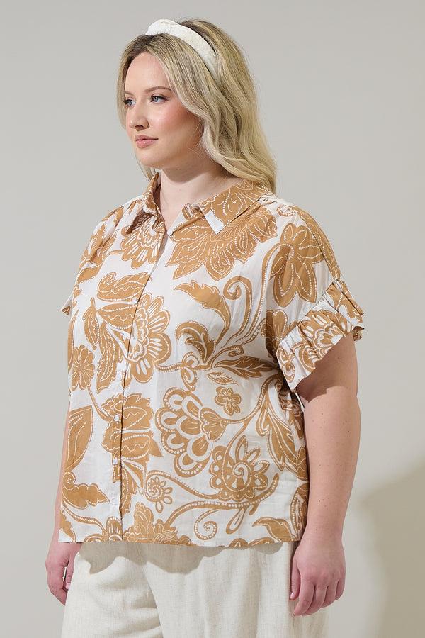 Sugarlips Nadya Floral Ina Button Up Top Curve
