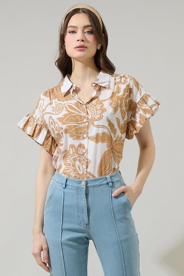 sugarlips Nadya Floral Ina Button Up Top