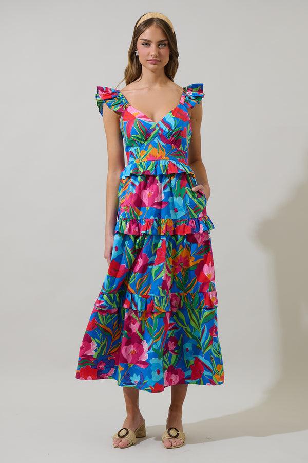 sugarlips Naima Floral Truth Tiered Maxi Dress