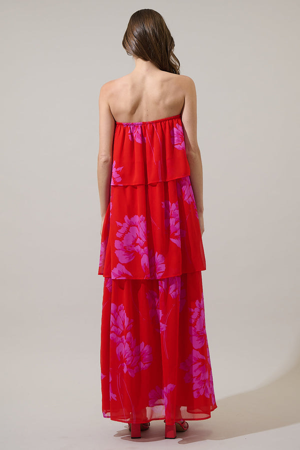 Sugarlips Naiya Floral Briary Strapless Maxi Dress