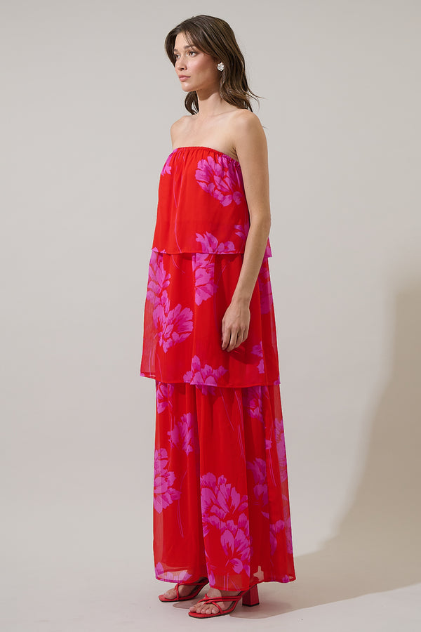Sugarlips Naiya Floral Briary Strapless Maxi Dress