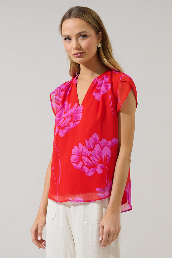 Sugarlips Naiya Floral Souris Pleated Blouse
