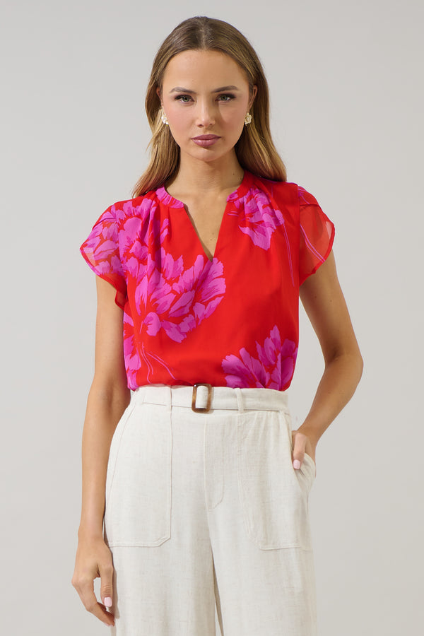 sugarlips Naiya Floral Souris Pleated Blouse