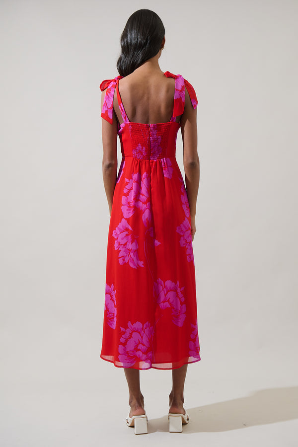 Sugarlips Naiya Floral Viejo Tie Strap Midi Dress