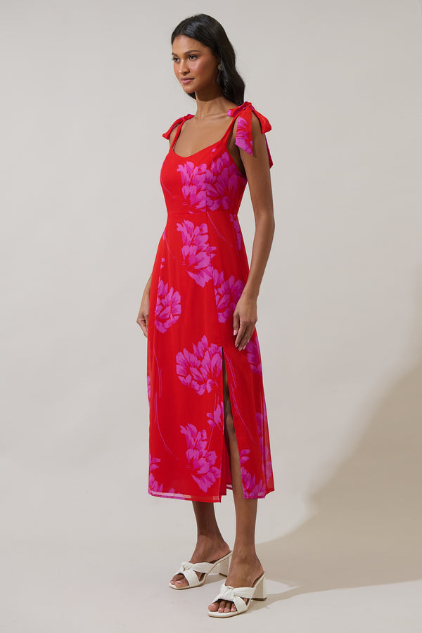 Sugarlips Naiya Floral Viejo Tie Strap Midi Dress