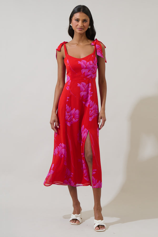 Sugarlips Naiya Floral Viejo Tie Strap Midi Dress