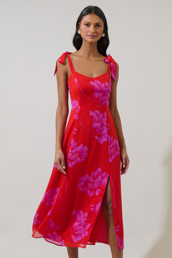 sugarlips Naiya Floral Viejo Tie Strap Midi Dress