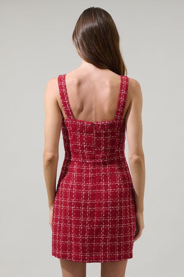 Sugarlips Narol Tweed Button Down Mini Dress