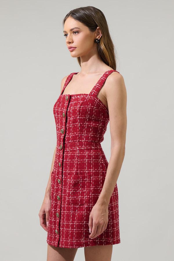 Sugarlips Narol Tweed Button Down Mini Dress
