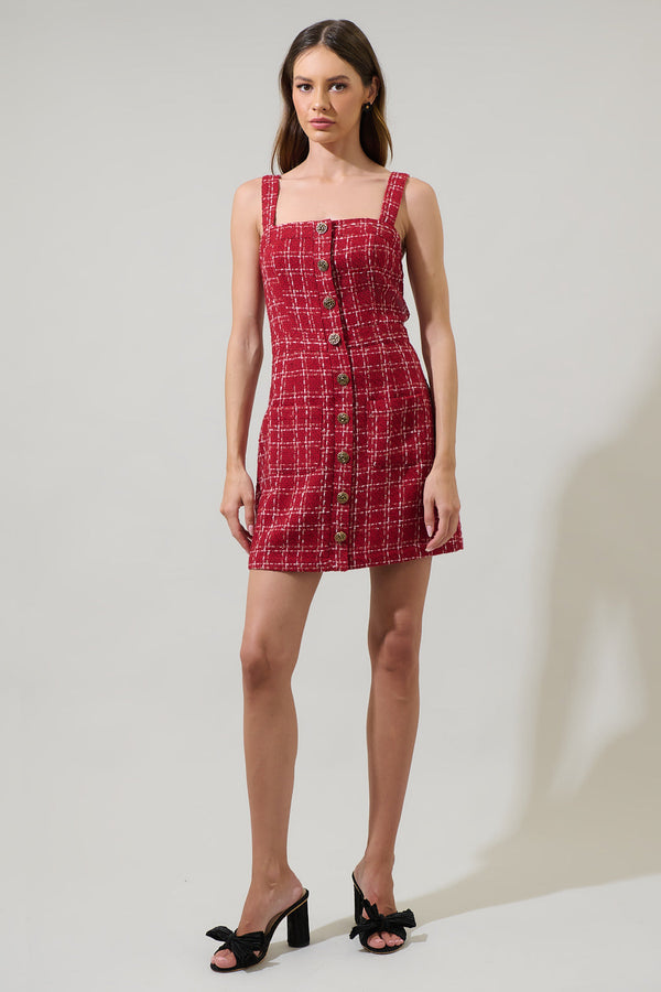 Sugarlips Narol Tweed Button Down Mini Dress