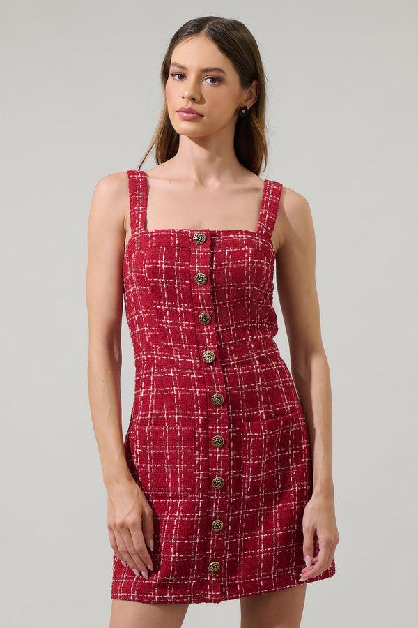 sugarlips Narol Tweed Button Down Mini Dress