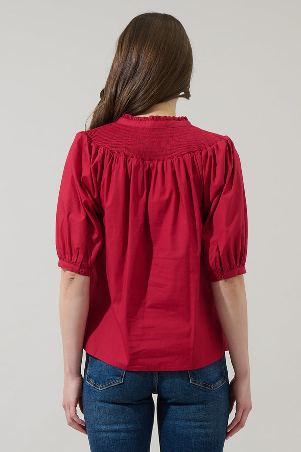 Sugarlips Narris Blossom Smocked Mock Neck Top