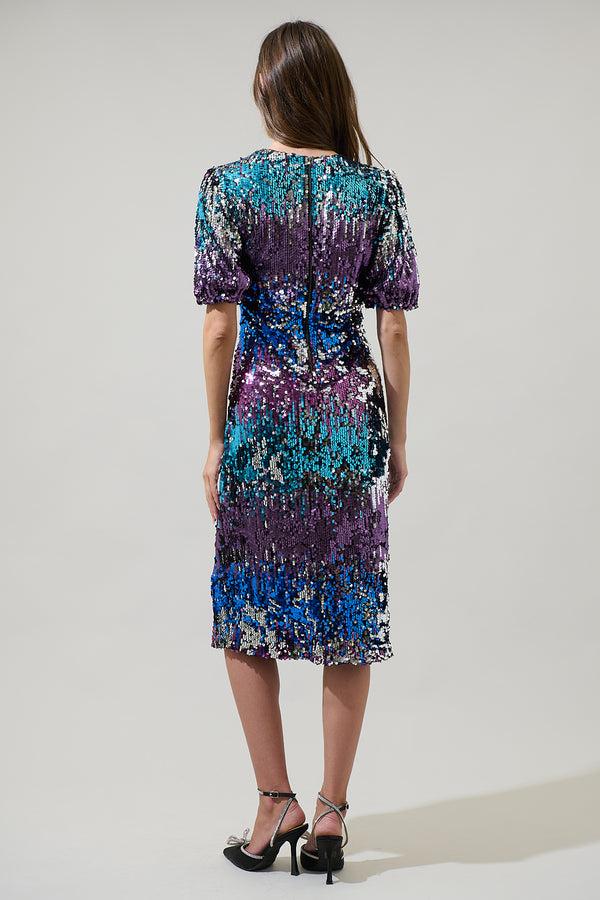 Sugarlips Navette Short Sleeve Sequin Midi Dress
