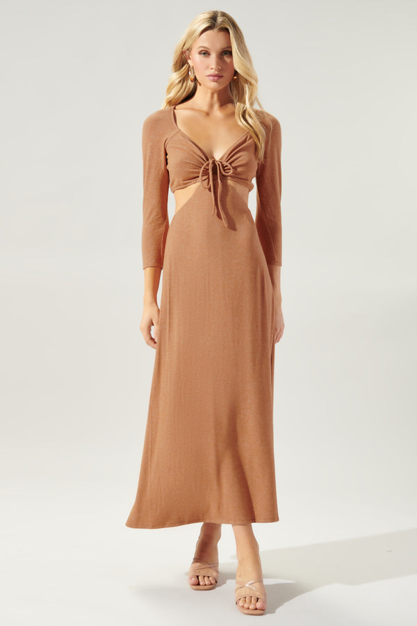 Sugarlips Neada Ruched Cut Out Knit Maxi Dress