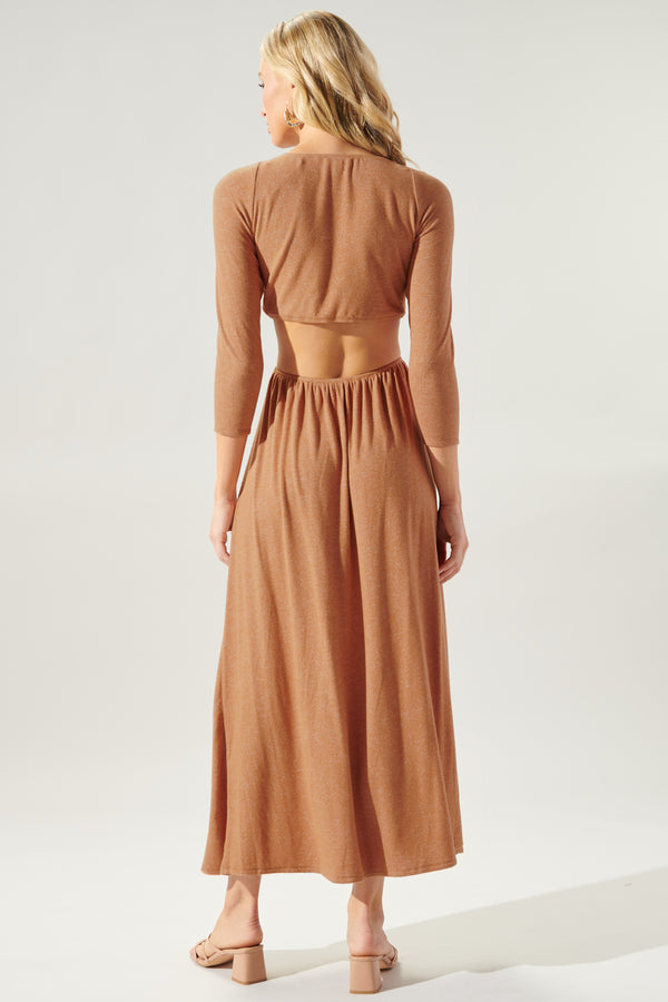 Sugarlips Neada Ruched Cut Out Knit Maxi Dress