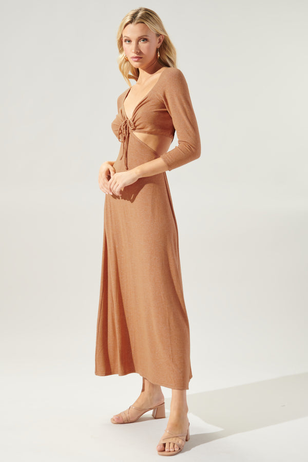 Sugarlips Neada Ruched Cut Out Knit Maxi Dress