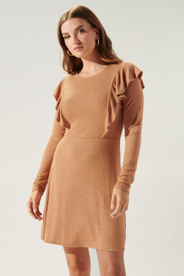 Sugarlips Neada Ruffle Detail Mini Knit Dress