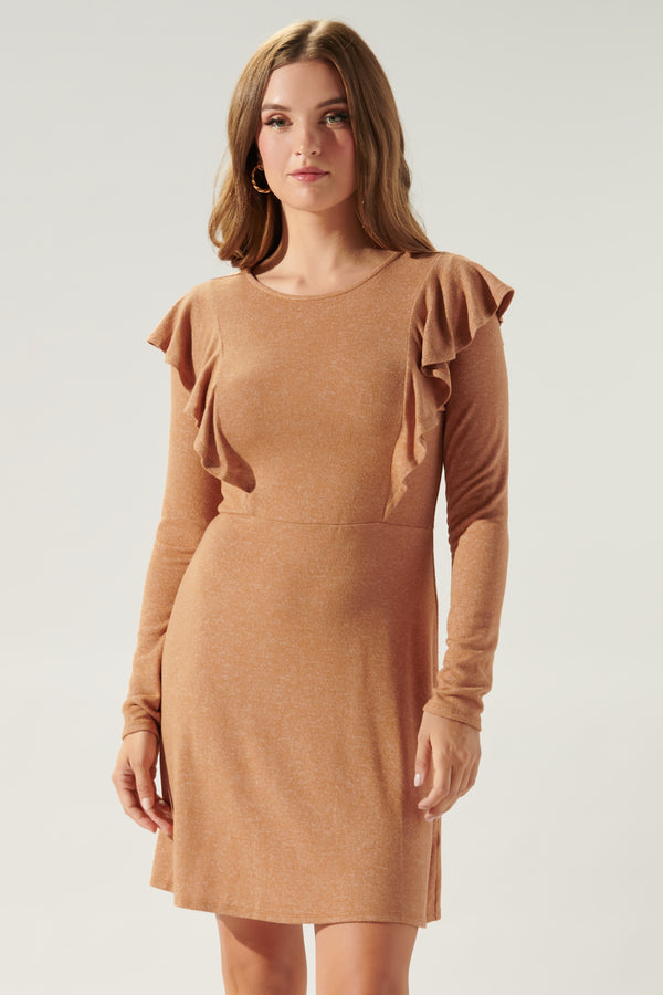 sugarlips Neada Ruffle Detail Mini Knit Dress