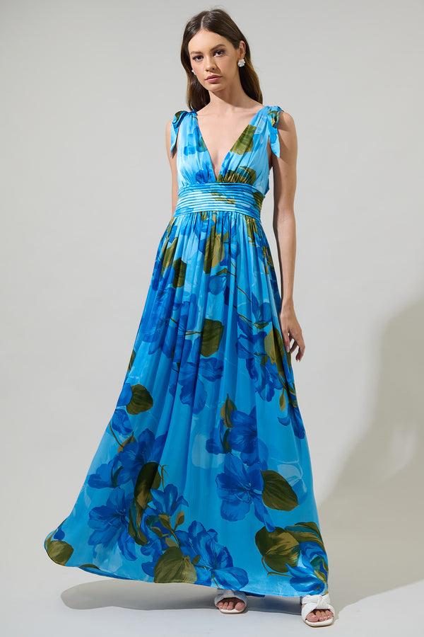 Sugarlips Neiva Floral Descanso Pleated Maxi Dress