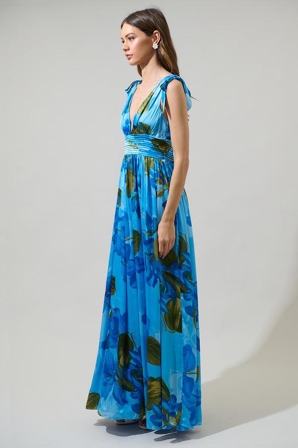 Sugarlips Neiva Floral Descanso Pleated Maxi Dress
