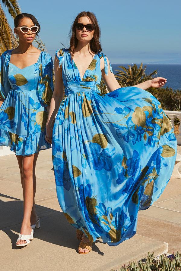 sugarlips Neiva Floral Descanso Pleated Maxi Dress