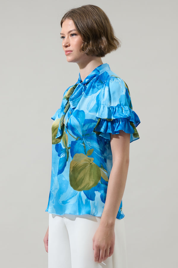 Sugarlips Neiva Floral Tie Neck Bianca Blouse