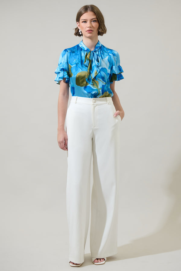 Sugarlips Neiva Floral Tie Neck Bianca Blouse