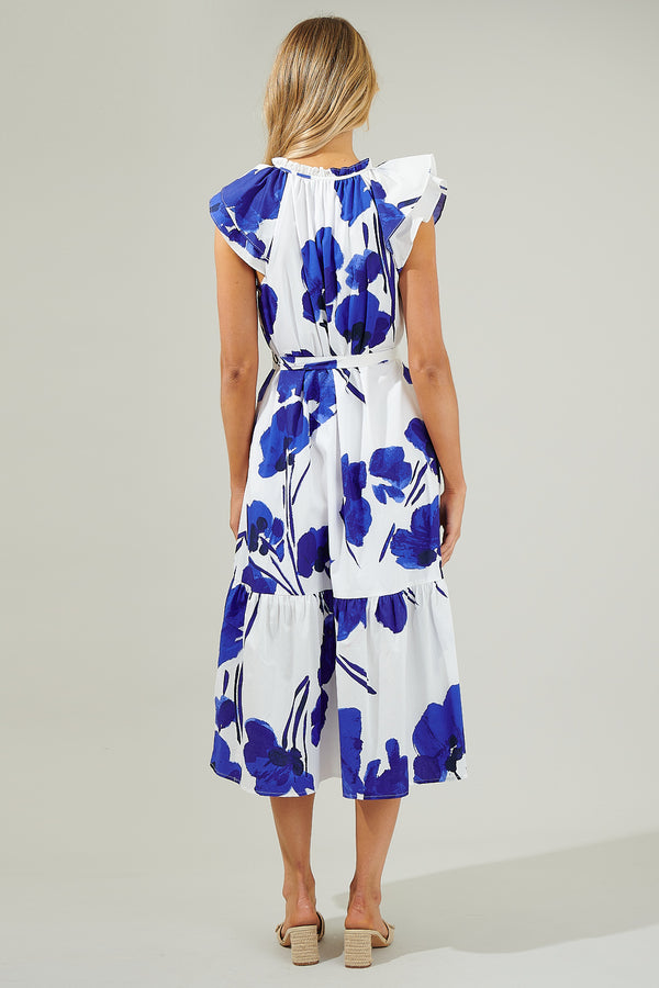 Sugarlips Neli Floral Charlotte Button Midi Dress