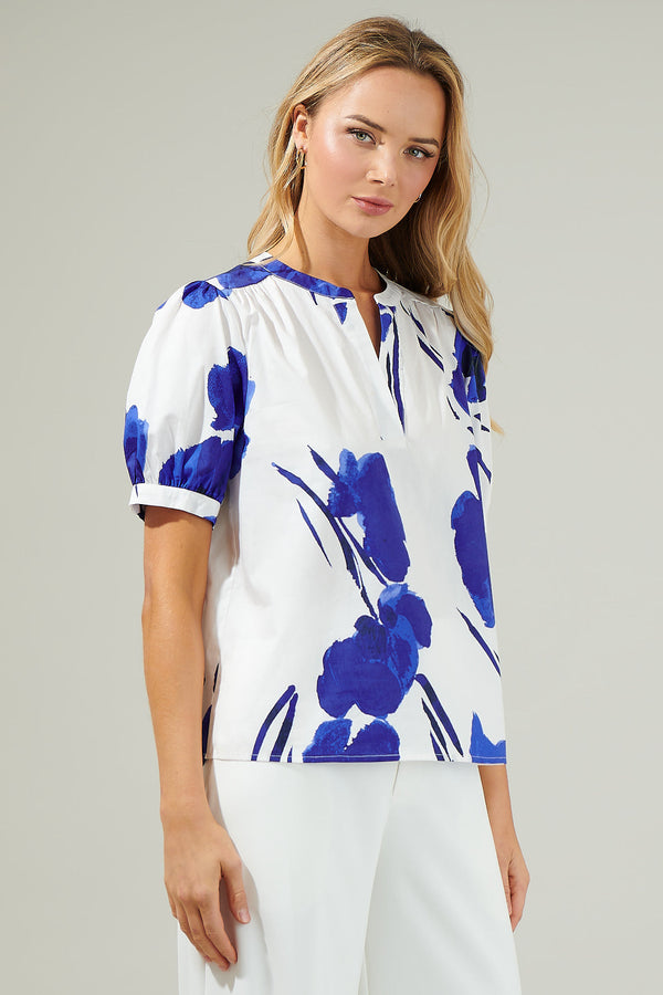 Sugarlips Neli Floral Split Neck Top