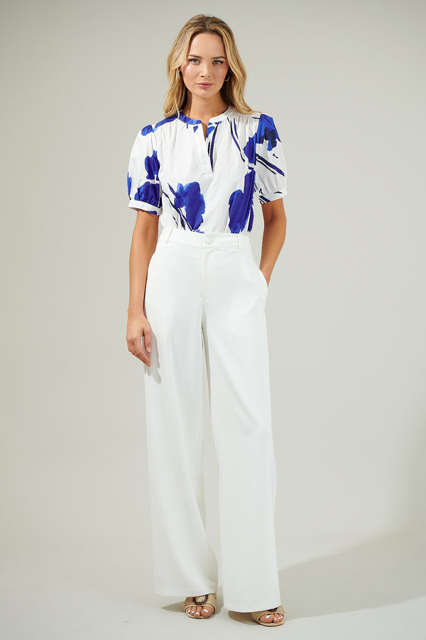 Sugarlips Neli Floral Split Neck Top