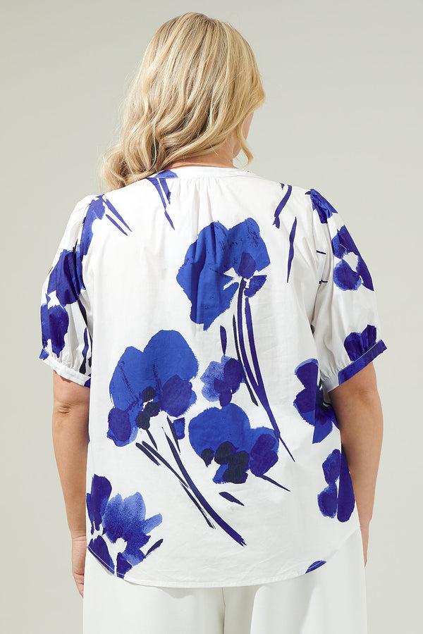Sugarlips Neli Floral Split Neck Top Curve