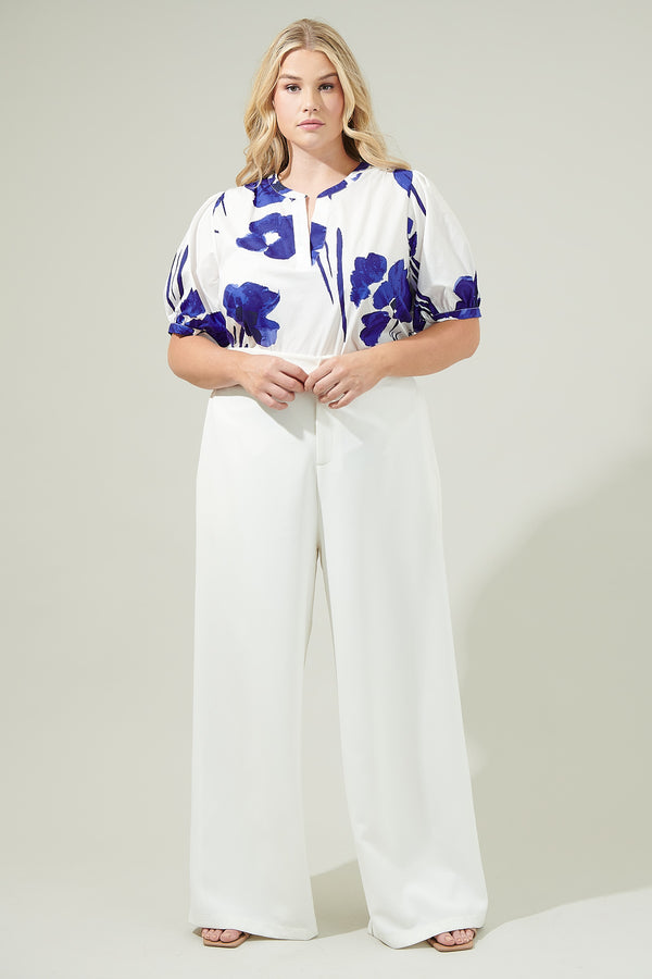 Sugarlips Neli Floral Split Neck Top Curve
