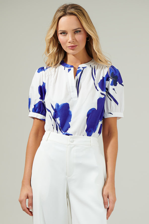 sugarlips Neli Floral Split Neck Top