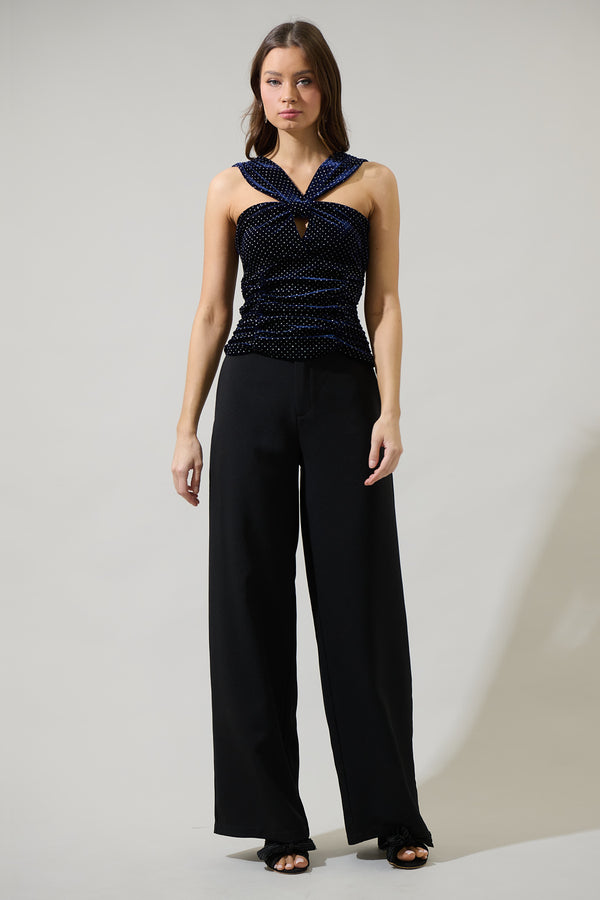 Sugarlips Nelly Dot Velvet Blythe Sleeveless Top