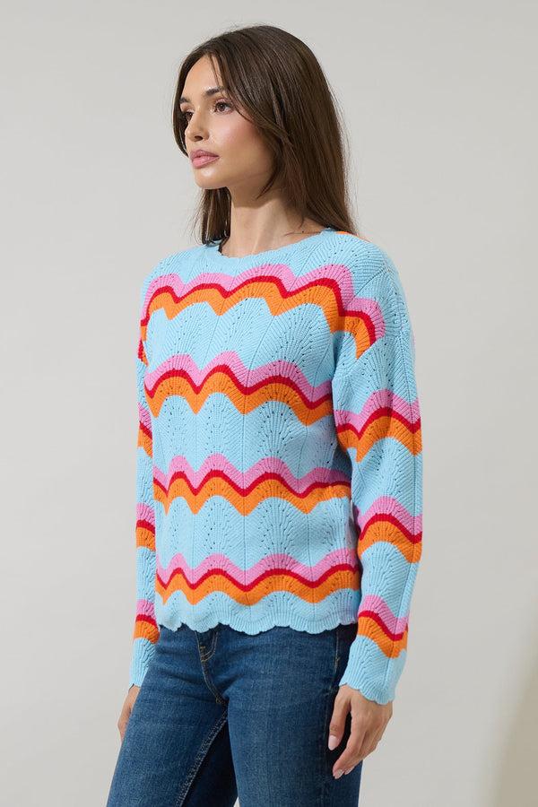 Sugarlips Nerissa Wavy Striped Knit Sweater