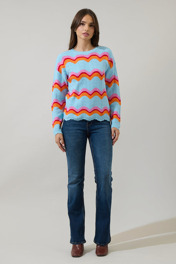 Sugarlips Nerissa Wavy Striped Knit Sweater