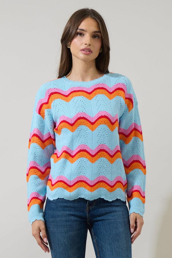 sugarlips Nerissa Wavy Striped Knit Sweater